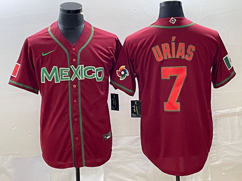 Men 2023 World Cub Mexico #7 Urias Red orange Nike MLB Jersey14->more jerseys->MLB Jersey